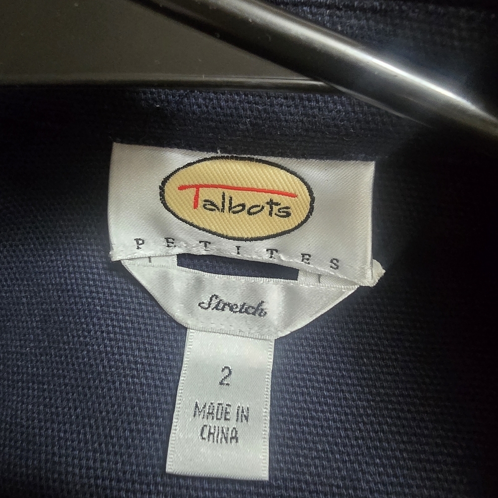 Talbots Navy Button-Front Cropped Blazer - Picture 4 of 5